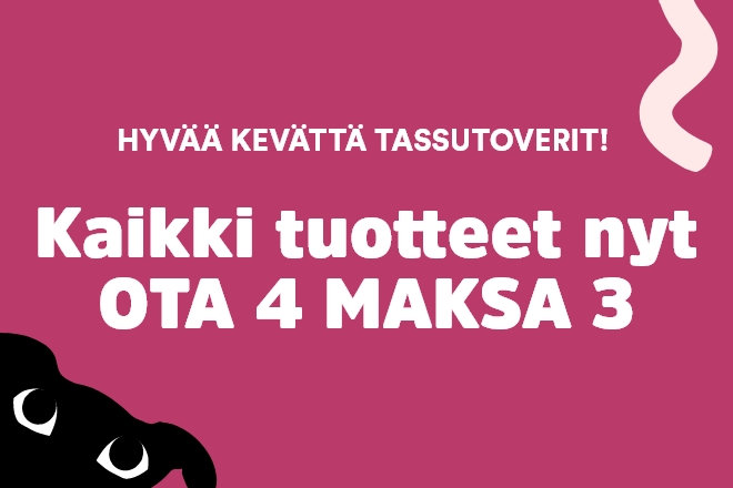 Kaikki tuotteet Ota 4 maksa 3 vain valituissa myymälöissä